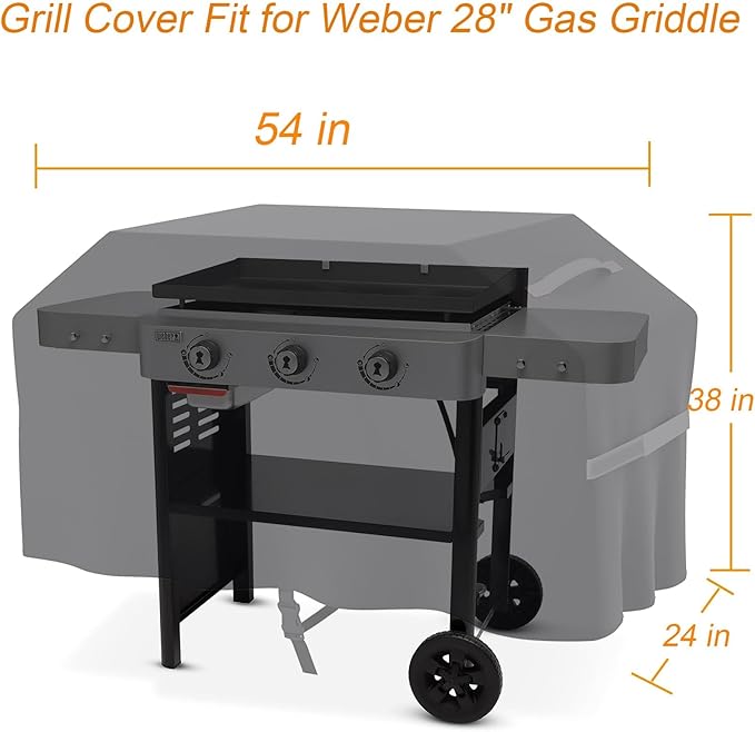 28” Griddle Cover for Weber 28 inch GriddleCompared to Weber 7771 Grill Heavy Duty Waterproof 55 Inch Griddle Cover for More 3 Burner Outdoor 28 inch Griddle
