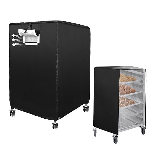 Bread Rack Cover with Zipper 10tier Sheet Pan Rack/Bun Pan Rack Cover with Vents 23X28X32 Bakery Single Rack Covers Waterproof and DustproofBlack