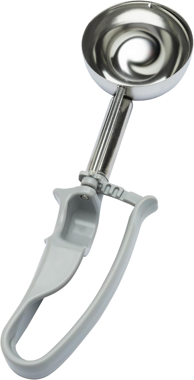 【Extended】Size 08 GREY (3.64 oz.) VODOMAX Commercial Food Disher Portioner 18-10 (SUS304) Mashed Potato Disher Palm-Squeeze Rice Scooper Gelato Scoop Zeroll Compatible 4oz Disher