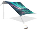 Aurora Borealis Pattern Beach Tent Sun Shelter 9.2' x 10.5' Beach Canopy with 4 Sandbags 4 Stability Poles Sand Shovels - Tent Canopy for Beach Camping Fishing Picnics