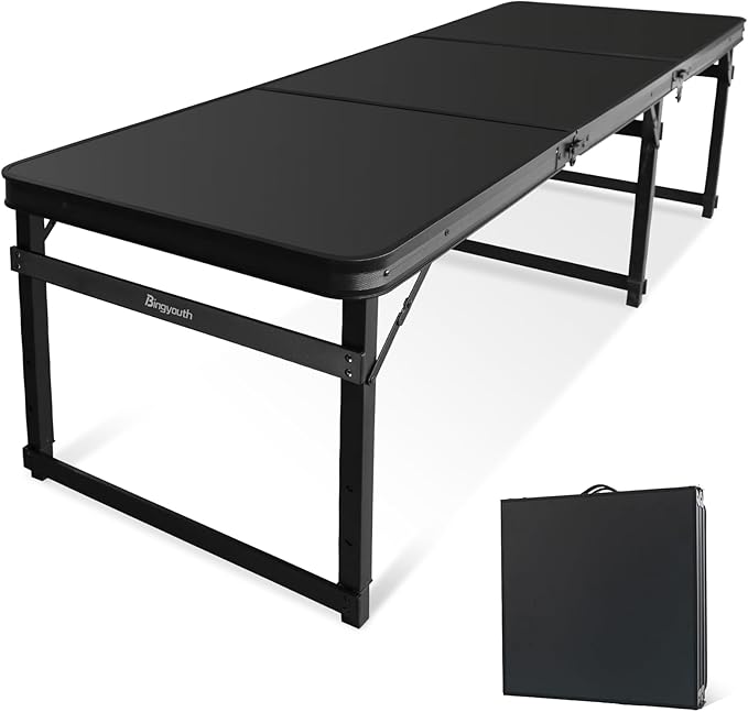 6FT x 2FT Folding Camping Table with Aluminum Alloy Legs Adjustable Height Portable Outdoor Picnic Table for Camping Travel Parties Kids Crafts and Market Vendor Use