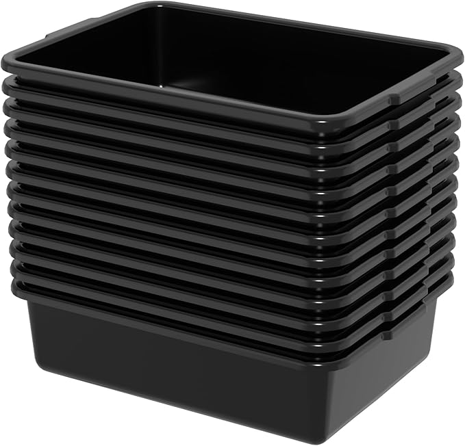 12-Pack 13 L Plastic Commercial Bus Tub Box Restaurant Dishpan Basin Black