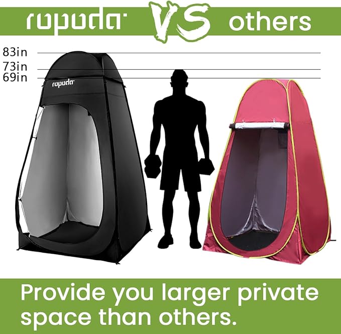 ROPODA Pop Up Tent 83inches x 48inches x 48inches Upgrade Privacy Tent Porta-Potty Tent Includes 1 Removable Bottom 8 Stakes 1 Removable Rain Cover 1 Carrying Bag