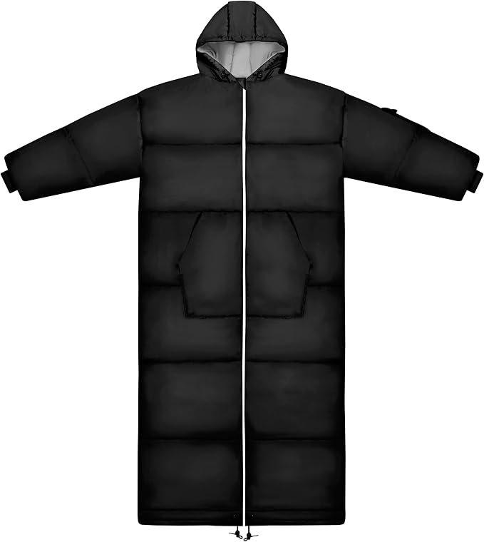 Thermotuff Wearable Sleeping Bag with Dual Hoodie Long Sleeves Pockets &amp Adjustable Drawstring - Ideal for Camping Cold Weather Hiking and Stadium Sak Blanket
