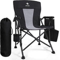 XL Premium Camping Chair - 400lb Capacity Oversized 23.7 Wide Seat Heavy Duty 600D Oxford Fabric Padded Camping Chair Portable for Outdoor Beach Tailgate Parties Black/Gray