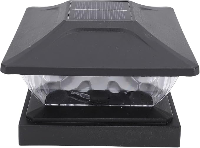 2 Pack Solar Post Light with Unique Frameless Water Wave Design Weatherproof Deck Fence Cap Light for Patio Porch Ideal for Outdoor Lighting (Black)
