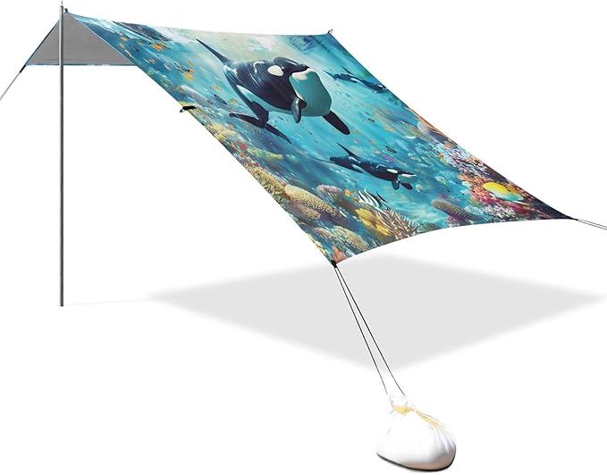 Camping Sun Shelters Whales Family Undersea Beach Canopy 126 * 110.2in