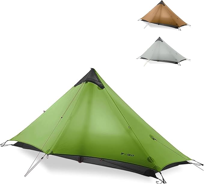 3F UL Gear Lanshan 1/2 Ultralight Backpacking Tent Weighs only 26.8oz 15D Customized Single Silicon Fabric Waterproof 5000+mm 3/4 Season Inner Tent for 1/2 Person