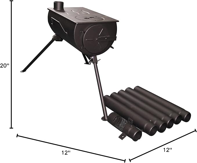 Portable Camping wood stove. Military style. Frontier Stove Tent Heater Ice Fishing with venting &amp Carry case. 25 lbs.