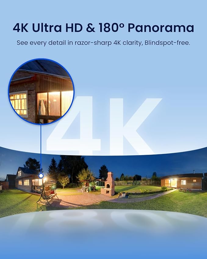 REOLINK Elite Floodlight WiFi with Plug-in Power Cable 4K 8MP 180° Panoramic Floodlight Camera Adjustable 3000 Lumens Spotlights AI Video Search Dual-Band Wi-Fi 6 24/7 Recording No Monthly Fees