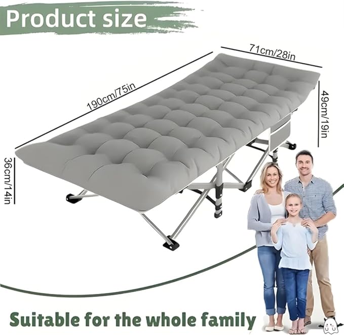 Camping Bed with a Load Capacity of 560-760lbs Foldable and Easy to Store Suitable for Teenagers Adults Travel courtyards terraces Camping. Optional Colors: Gray Black (Grey-Normal)