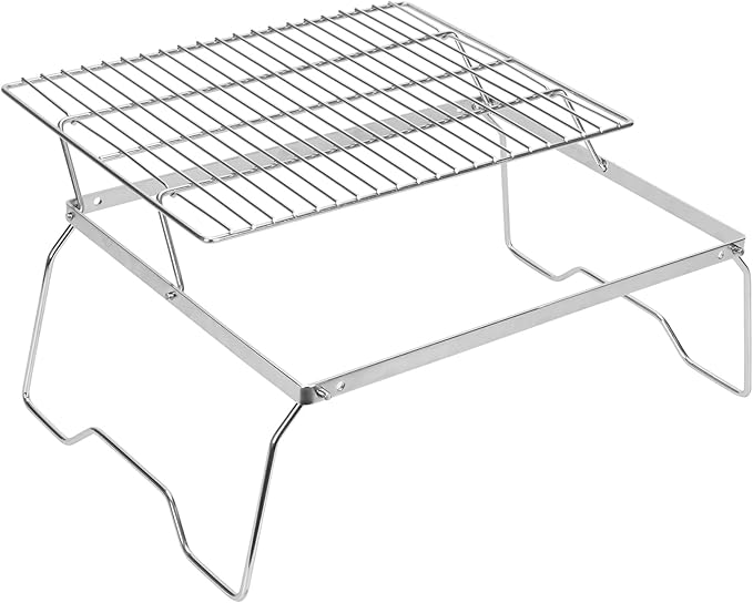 ZORMY 17 Large Folding Campfire Grill 304 Stainless Steel Firepit Grill Grate Heavy Duty Portable Camping Grill with Carrying Bag Gas BBQ Grill Grate for Backpacking Hiking Picnics (Double)