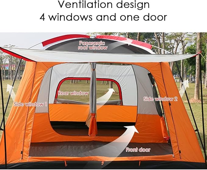 Outdoor Tent Camping Tent 6 Person Family Tents for Camping Waterproof Tent with Living Room and Separate Rooms 4 Season Tents Big Family Shelter