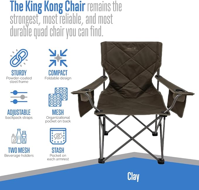 ALPS Mountaineering King Kong Camping Chairs for Adults with Mesh Cup Holders and Pockets Built Durable and Reliable with Compact Foldable Steel Frame