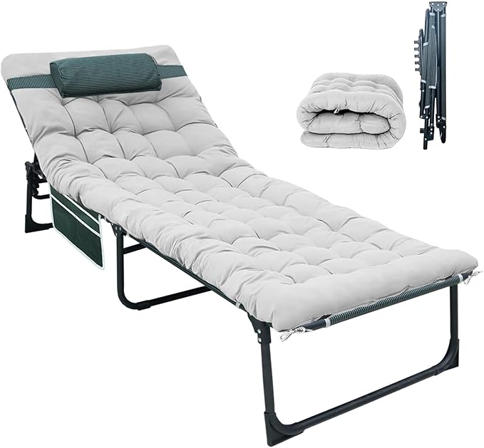 YELLOW JACKET Folding Sleeping Cot Camping Cot with Mattress for Adults 450lbs Max Load Portable Camping Cot with Pillow Adjustable 5-Position Cot for Camping HomeOfficeTravel