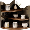 Corner Shelf Storage Rack Tree Shape Design 3-Tier Kitchen Organizer for Mugs Coffee Cups Space-Saving Desktop Storage Rack for Countertop Spice Rack Makeups Bookshelf (Brown Cat)