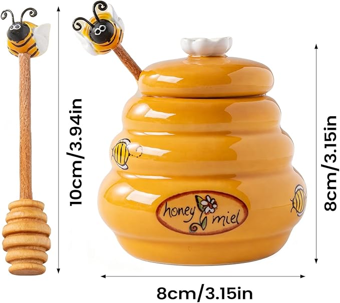 Honey Dispenser Cute Small No Drip Pot Honey Dispenser No Drip Jar for Syrup Jam Sauce Home Apartment Kitchen Office Dorm Farmhouse Restaurant Baking