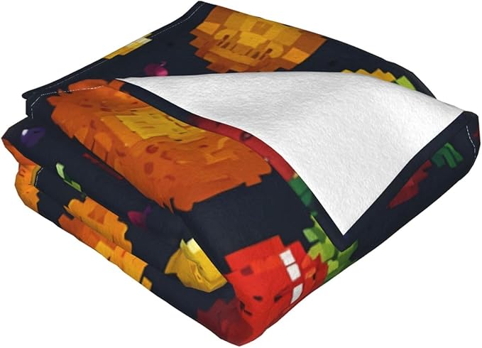 Pixel Fruit 60x50 Printed Soft Fleece Blanket for Sofa Bed and Camping - Cozy Blanket for Travel Picnics Nighttime Use