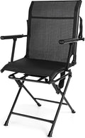 Tangkula 360-Degree Hunting Swivel Chair Ground Blind Chairs w/Armrest &amp Mesh Back Foldable Hunting Chairs w/Non-Slip Foot Pads &amp Steel Frame Portable Hunting Seats for Camping Hunting Fi