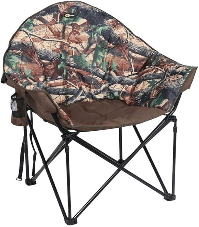 Faulkner Big Dog Bucket Chair Camouflage Foldable Oversized Camping Chair with Cup Holder and Carry Bag 300 lb Capacity Padded Steel Frame 34.3 Inches Wide