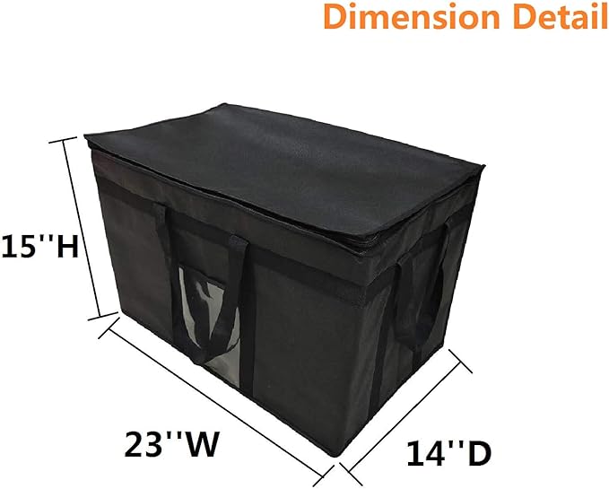 XXX-Large Insulated Grocery Delivery Cooler BagCollapsible Shopping BagsKeep Food Hot or ColdIdeal for Uber EatsInstacart23 W x 15 H x 14 D Black Color
