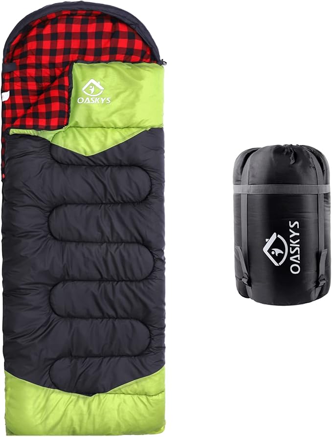 oaskys Camping Sleeping Bag - 3 Season Warm &amp Cool Weather - Summer Spring Fall Lightweight Waterproof for Adults Kids - Camping Gear Equipment Traveling and Outdoors