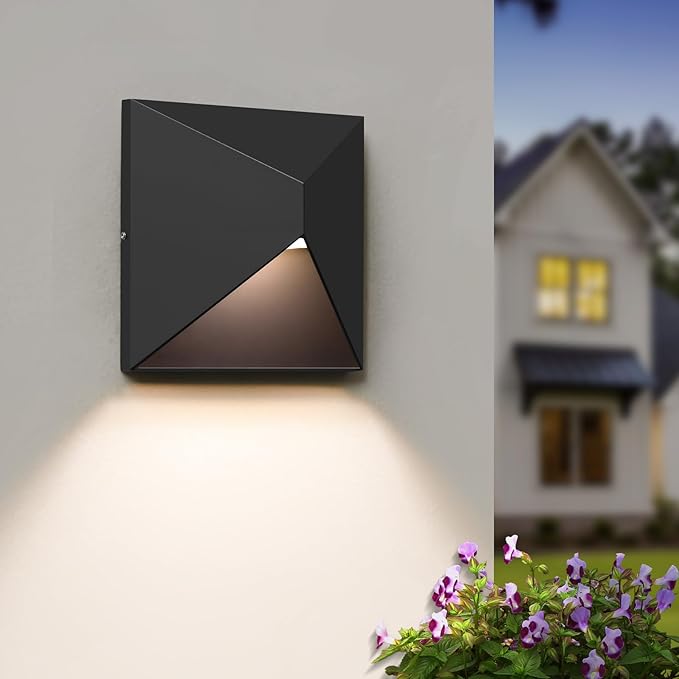 QQCherry Outdoor Light Fixture Wall Mount 8W LED Exterior Lighting fixtures for Outside Modern Front Porch Lights Waterproof Black Wall Sconce for House Patio Garage Doorway Entryway