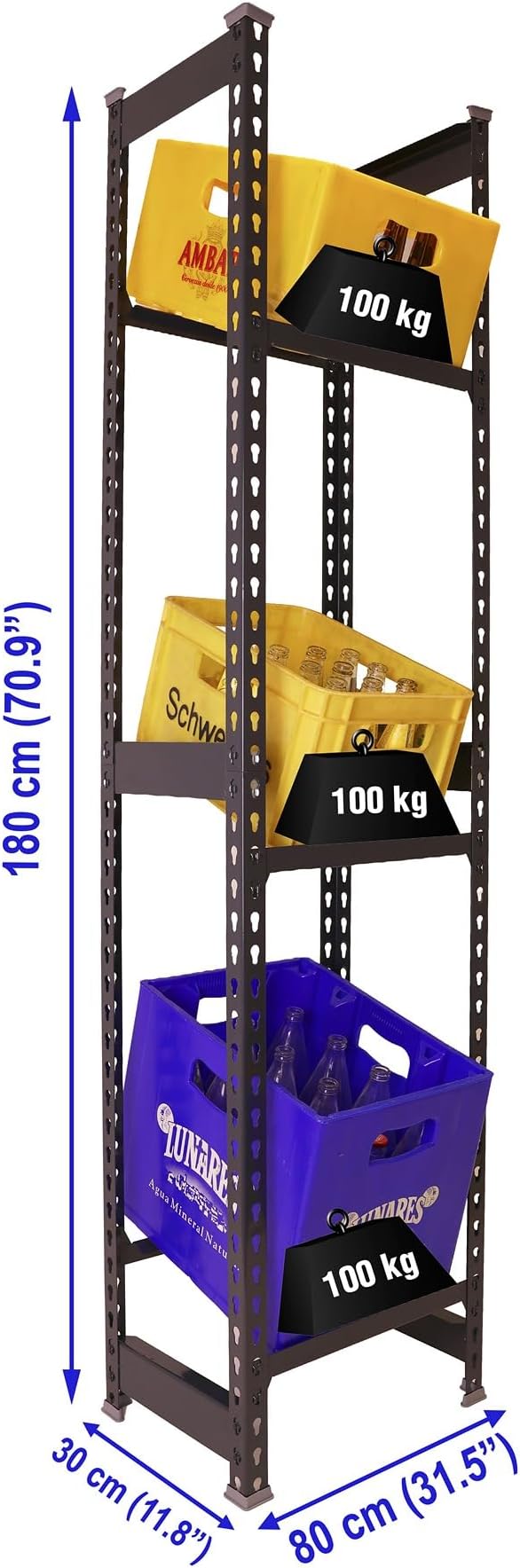 Simon Rack Drinks Crate Rack for 6 Crates 1800 x 800 x 300 mm Anthracite Freestanding Metal Shelf for Water Crates Beer Crates or Drinks Crates for Kitchen Garage or Cellar