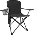 Folding Camping Chair with Cup Holder &amp Storage Bag 225lbs Capacity Large Anti-Sink Feet Breathable PE Coated Fabric for Outdoor Hiking Beach Fishing Backpacking Black