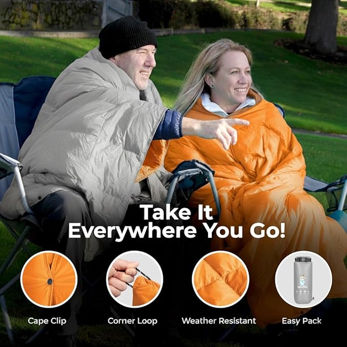 Puffy Blanket for Cold Weather - Down Camping Blanket with Sustainable Insulation Lightweight &amp Warm Outdoor Camping Quilt Water-Resistant Compact &amp Packable