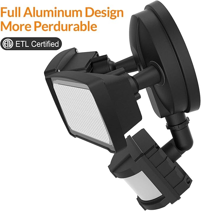 LEPOWER LED Security Lights Motion Sensor Light Outdoor 30W 3200LM Motion Security Light 5500K IP65 Waterproof 2 Head Motion Detector Flood Light for Garage Yard Porch Black (Not Solar Powered)