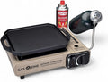 GasOne GS-3400P-KIT Propane or Butane Gas Stove with Flat Top Griddle Included – Dual Fuel Propane Grill Tent Stove Burners for Cooking for Camping Kitchen – Diecast Aluminum with Non Stick Coating