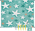 Waterproof Sandproof Beach Blanket 59''×68'' White Polyester Outdoor Picnic Blanket with 4 Stakes &amp Storage Bag for BeachCampingVacation Starfish