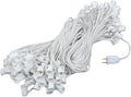 Novelty Lights 200 Foot C7 Outdoor String Light Christmas Stringer - Patio String Lights - Candelabra Base (C7/E12) - 24 Spacing - White Wire