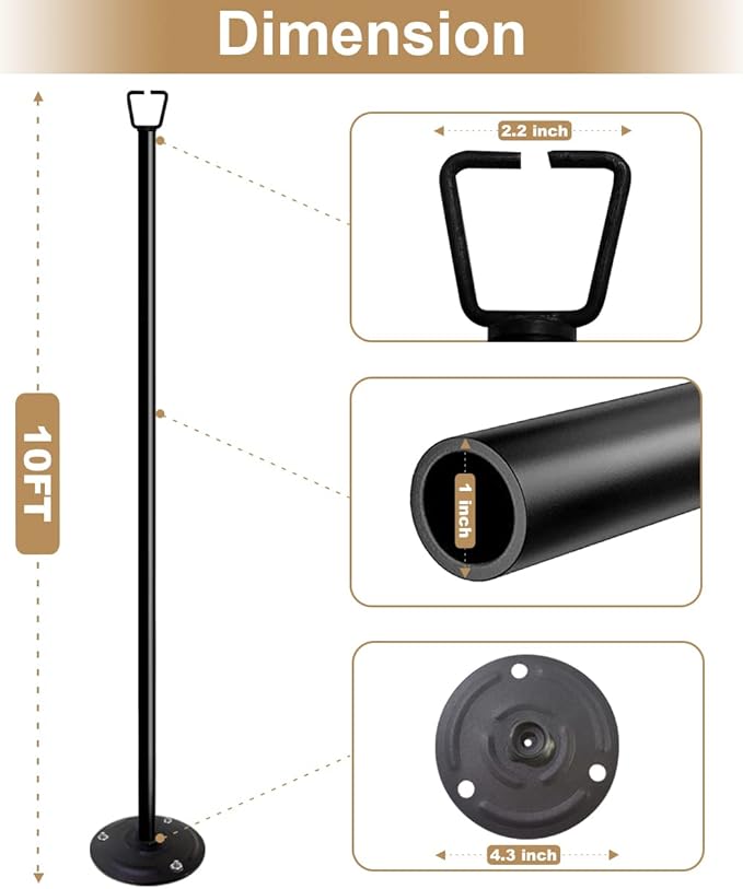 Queension 10FT Ground Base String Light Poles for Outdoor String Lights for Garden Backyard Patio Lighting Stand for Parties Bistro &amp Weddings 2 Pack