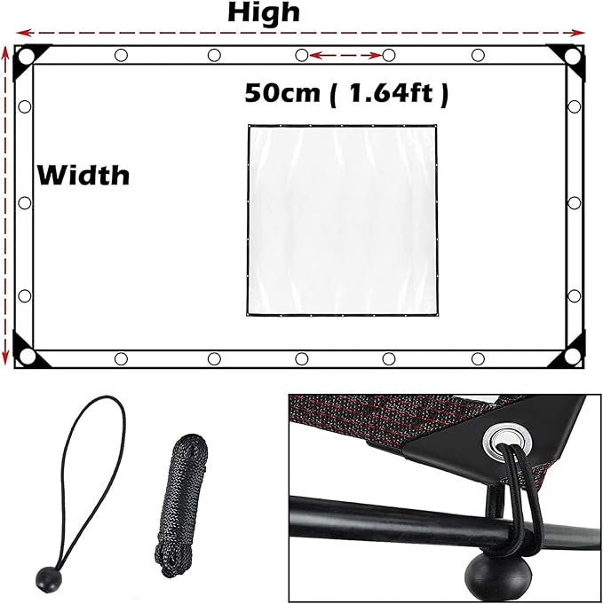 Clear Waterproof Tarp - Transparent PVC Cover for Outdoor Shelter Camping and Garden Protection (4ft - 20ft)(15x15 FT)
