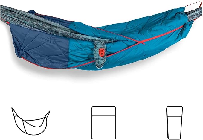 Grand Trunk 360° ThermaQuilt 3-in-1 Hammock Underquilt | Converts to Sleeping Bag or Blanket | 40°F Rated Lightweight Insulated Camping Quilt | Blue/Navy