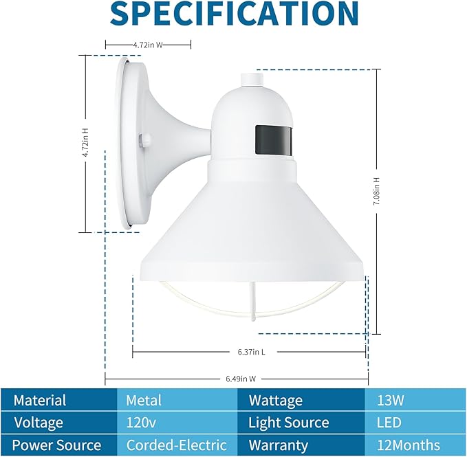 LONEDRUID Dusk to Dawn Motion Sensor LED Outdoor Barn Light Fixtures White Exterior Wall Lantern Waterproof Outside Sconce Lighting Rustic Farmhouse Wall Mount Lamp for House Porch Patio Garage