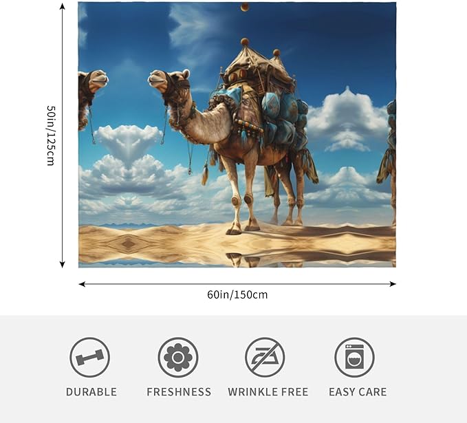 Traveling Camels Printed Blankets Throws - Lightweight Warm Comfortable Soft Durable Home Practical Rest Outdoor