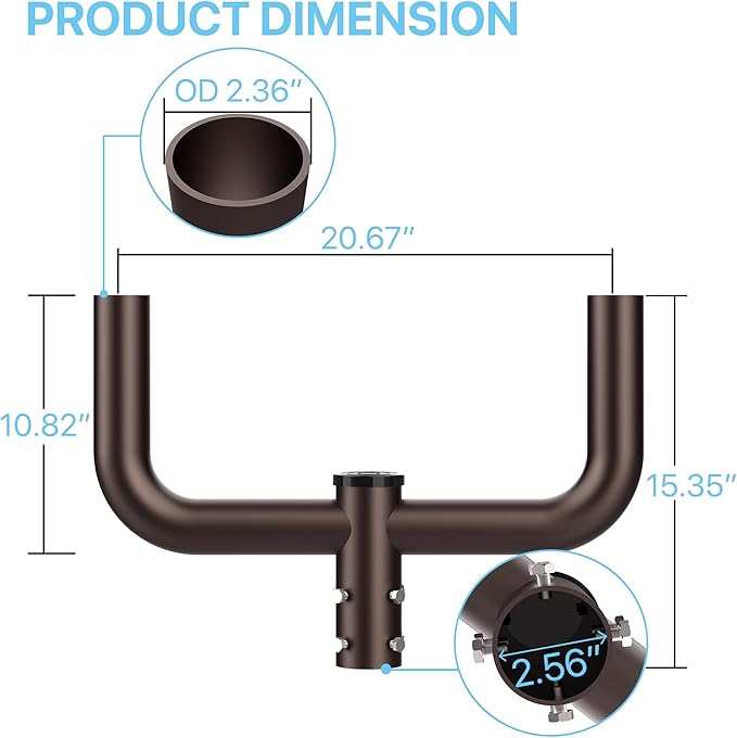 HYPERLITE Double Bullhorn Bracket for Parking Lot Light 2 3/8 Bullhorn Bracket for 2 Lights Durable Mounting Bracket Bullhead Tenon Adapter for LED Shoebox Area Light Street Pole Lights