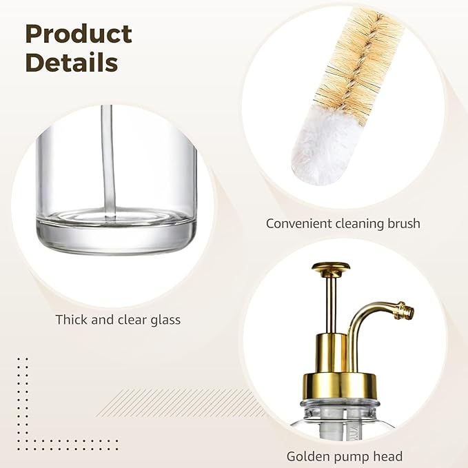 Syrup Dispenser for Coffee Bar 2-Pack with Gold Pumps 22 Cm High