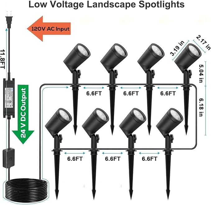 ZYAN 8 Pack Smart Landscape Lights Color Changing Landscape Spotlights App Control &amp Remote Control Compatible with Alexa