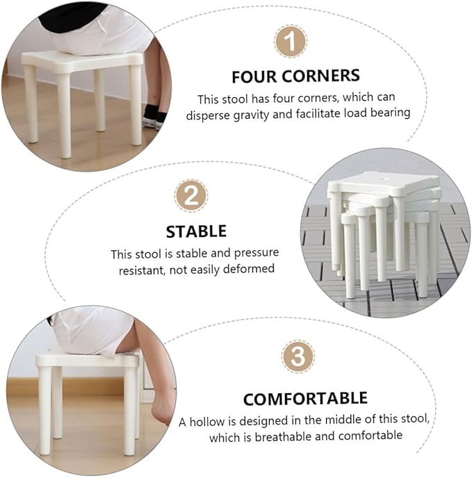 Frosted Plastic Stool for Boys and Girls Easy to Assemble Boy Girl's Chair Plastic Stool Non-Slip Home Outdoor