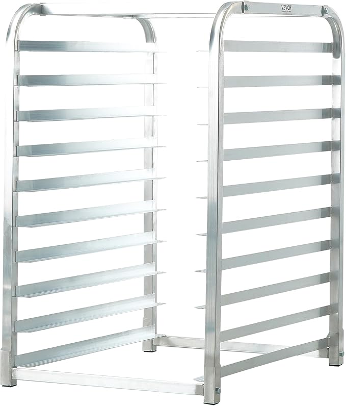 VEVOR 10-Tier Bun Pan Rack Aluminum Racking Trolley Storage with Brake Wheels Commercial Bakery Racks for Half &amp Full Sheet Speed Rack For Kitchen Home Bread Baking Equipment 26L x 20.3W x