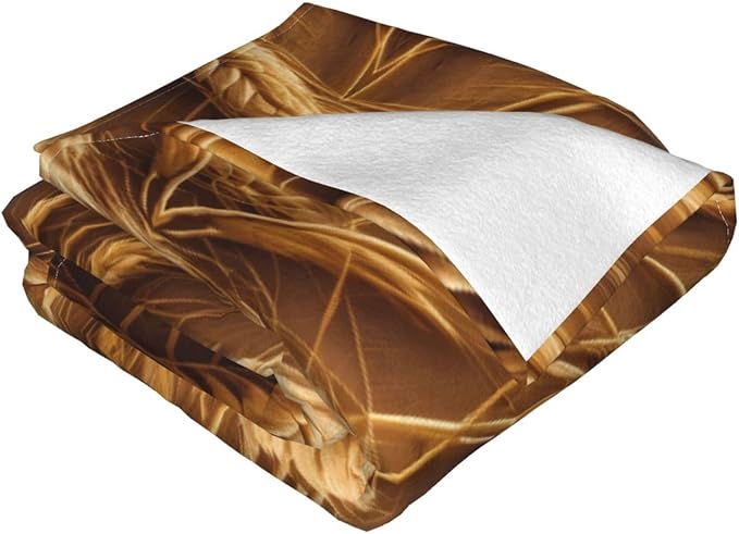 Wheat 80x60 Printed Soft Fleece Blanket for Sofa Bed and Camping - Cozy Blanket for Travel Picnics Nighttime Use