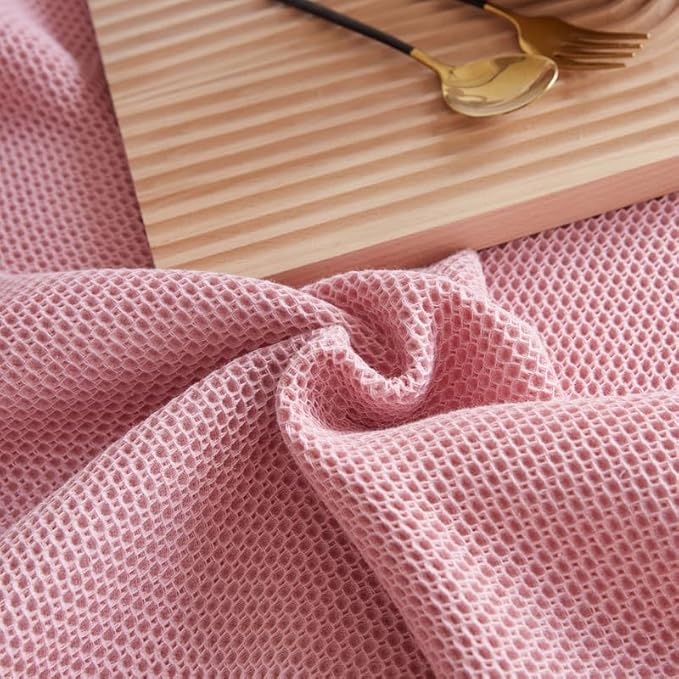 Bnitoam 100% Cotton Waffle Weave Blanket for Bed Couch Sofa 80x92 Ultra Soft Breathable Cooling Cellular Blanket for Adult Lightweight All Season Machine Washable (Pink 80x92)