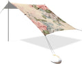 Beach Tent Sun Shelter Elegant Graceful Peony Lightweight &amp Easy Setup Beach Shade Canopy for Camping Fishing