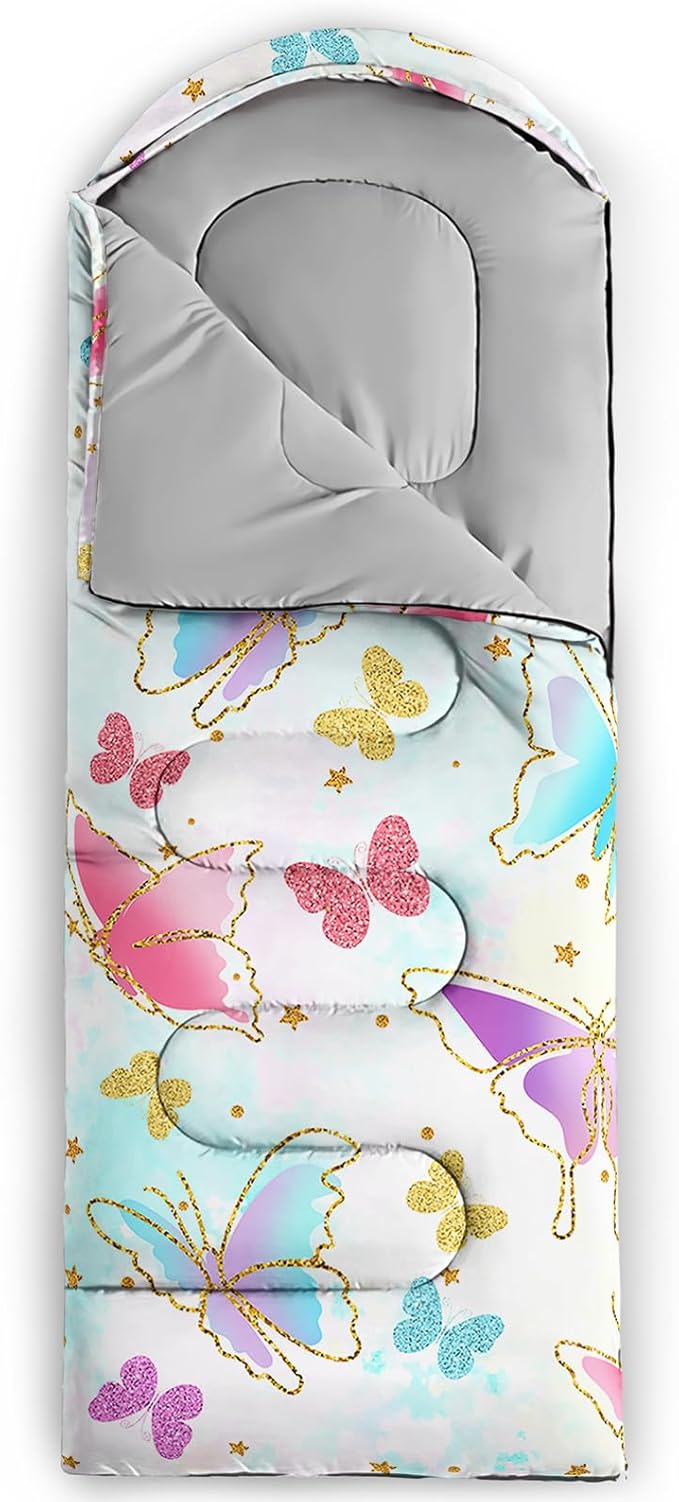 AILONEN Cute Frog Green Camping Sleeping BagLightweight &amp Waterproof3 Season Warm &amp Cool WeatherTravel Portable Compression with Compact Carrying Bag for Kids Girls Adults