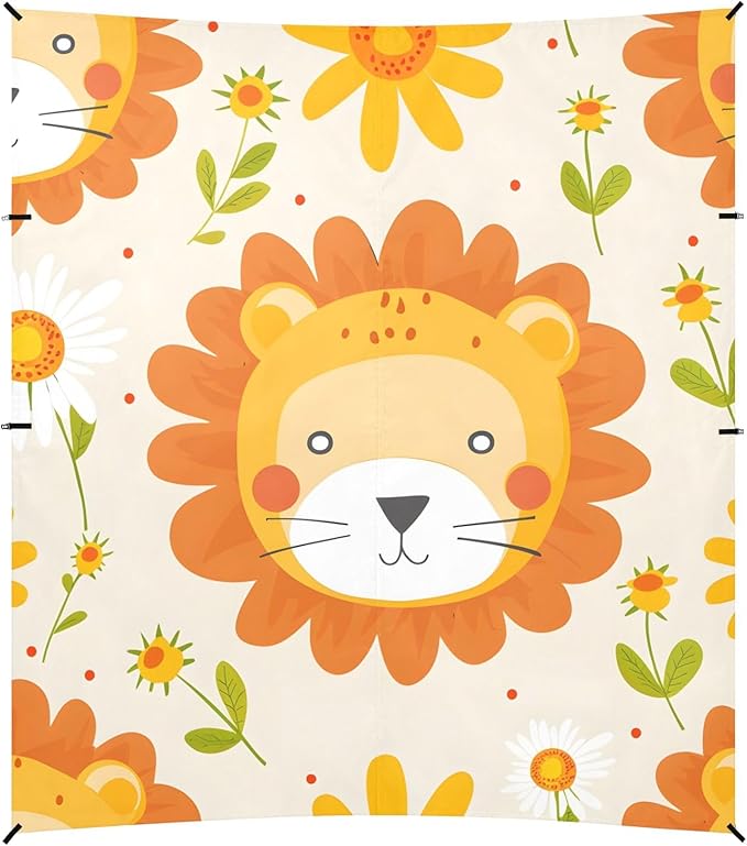 Cute Little Lion Camping Sun Shelter Beach Tent Portable Beach Sun Shade Outdoor Canopy for Camping Trips Fishing Picnic