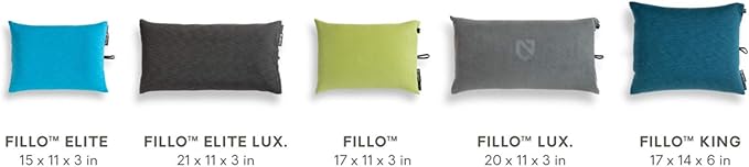 NEMO Fillo Elite Ultralight Pillow | Inflatable Backpacking Pillow for Travel Backpacking and Camping Sapphire Stripe